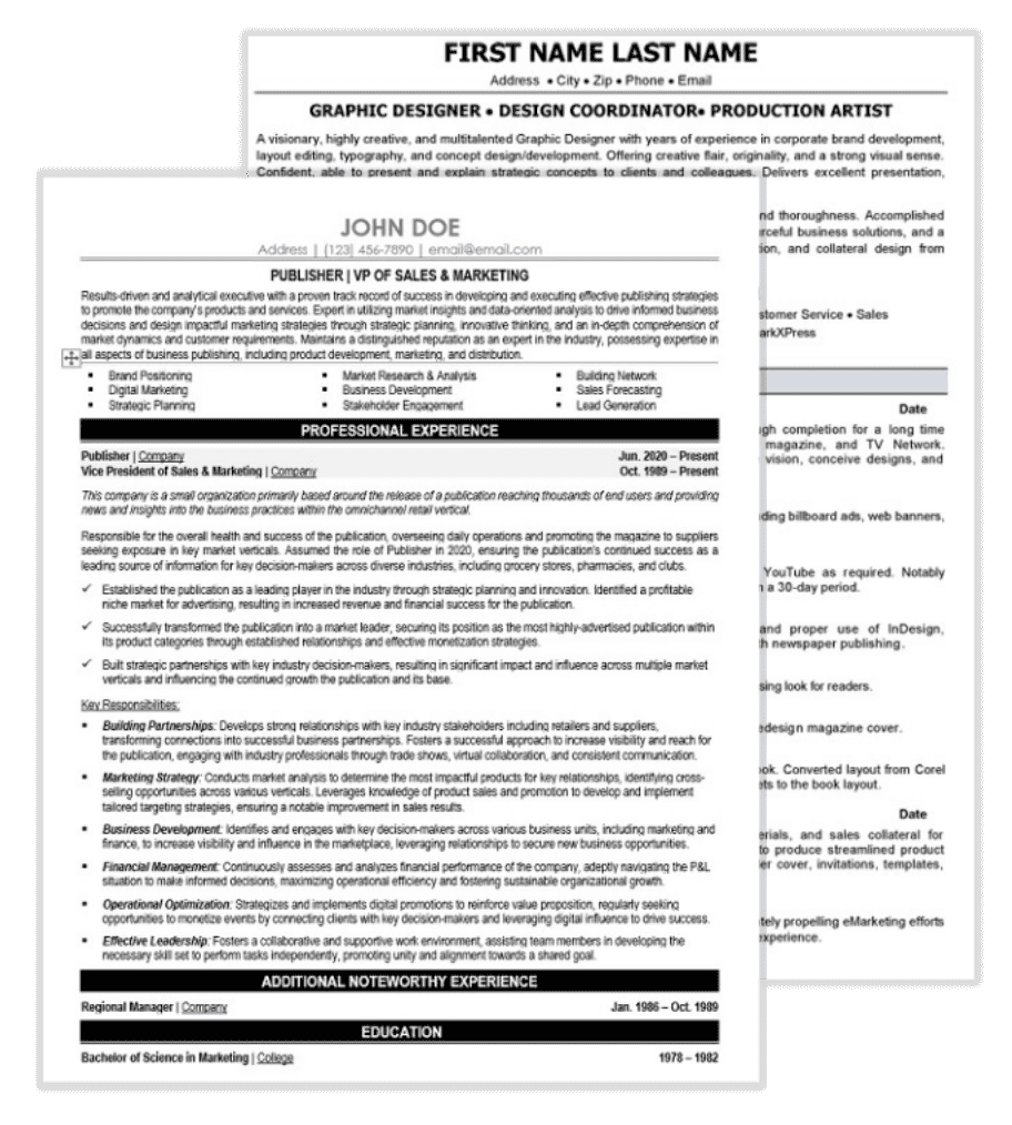 Printing & Publishing Resume Samples